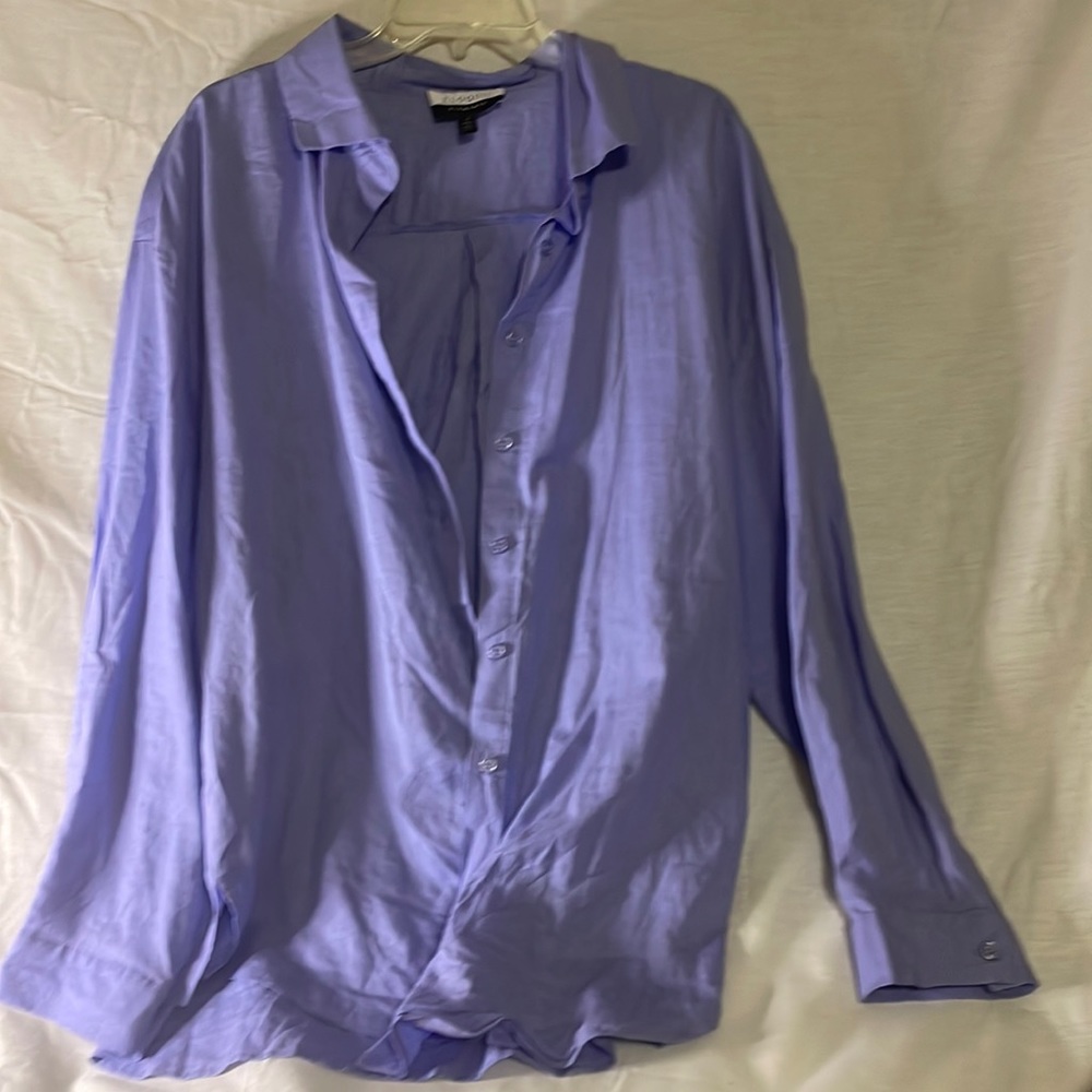 Eloquiii blue linen sz 20 button up long sleeve shirt